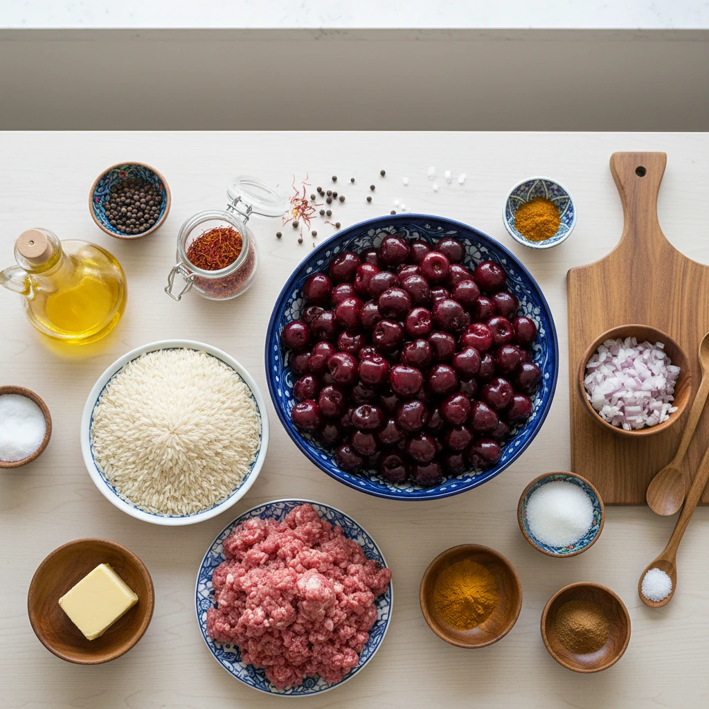 طرز تهیه آلبالو پلو مجلسی با گوشت قلقلی